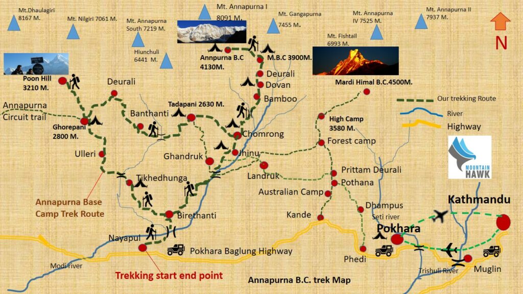 Annapurna Base Camp trek Map