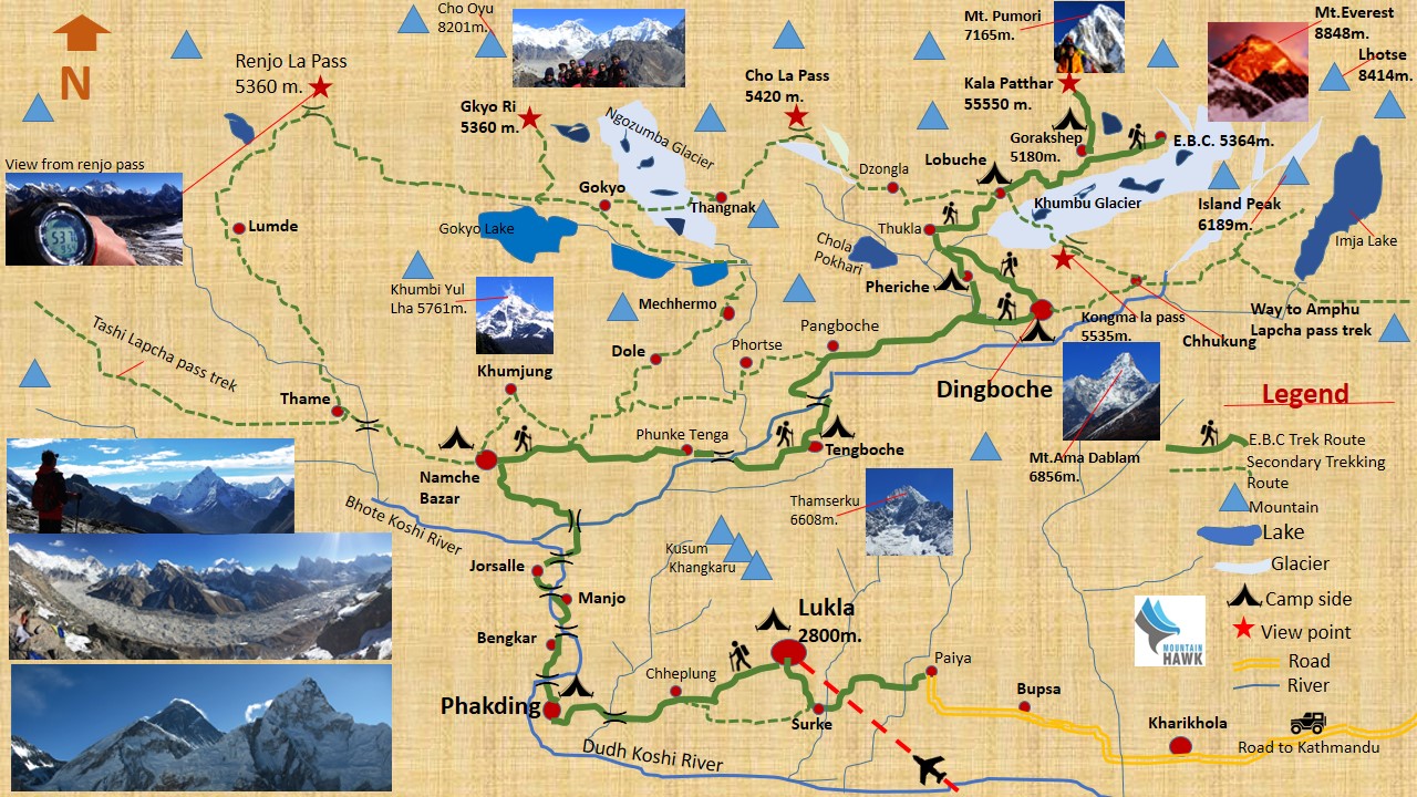 everest base camp trek map, Everest base camp trekking